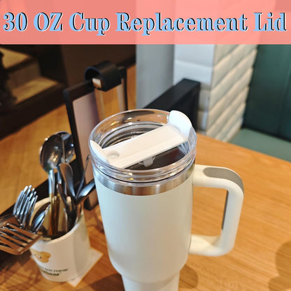 40 OZ Tumbler Lid Replacement Compatible for Stanley Quencher H2.0, 1 Pack BPA Free Clear Lid Replacement for Stanley Cup Accessories(Clear-White)