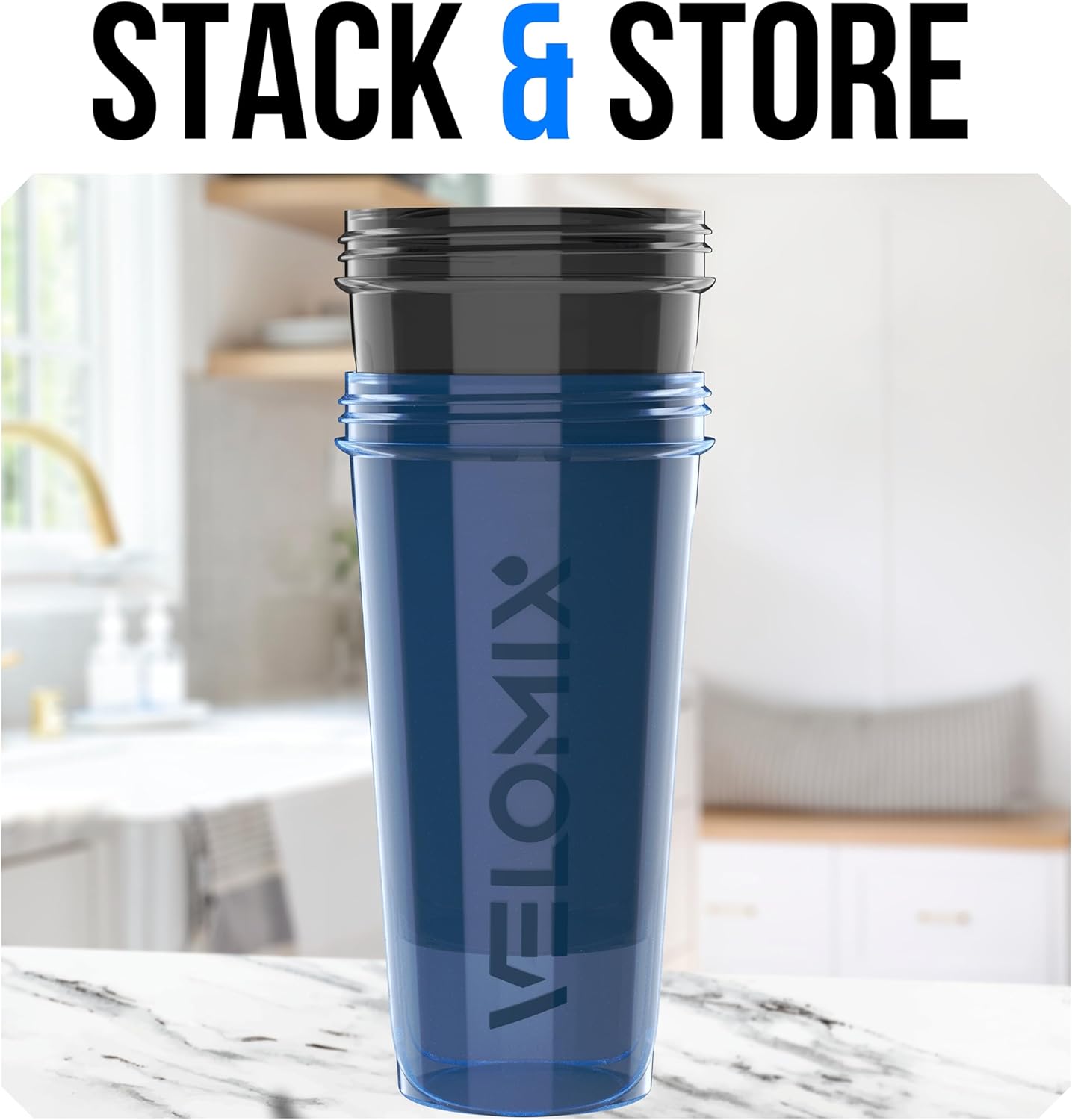 VELOMIX -2 Pack- 28 oz Protein Shaker Bottles for Protein Mixes - 2x Wire Whisk | Leak Proof Shaker Cups for Protein Shakes | Protein Shaker Bottle Pack (Black/Transparent)