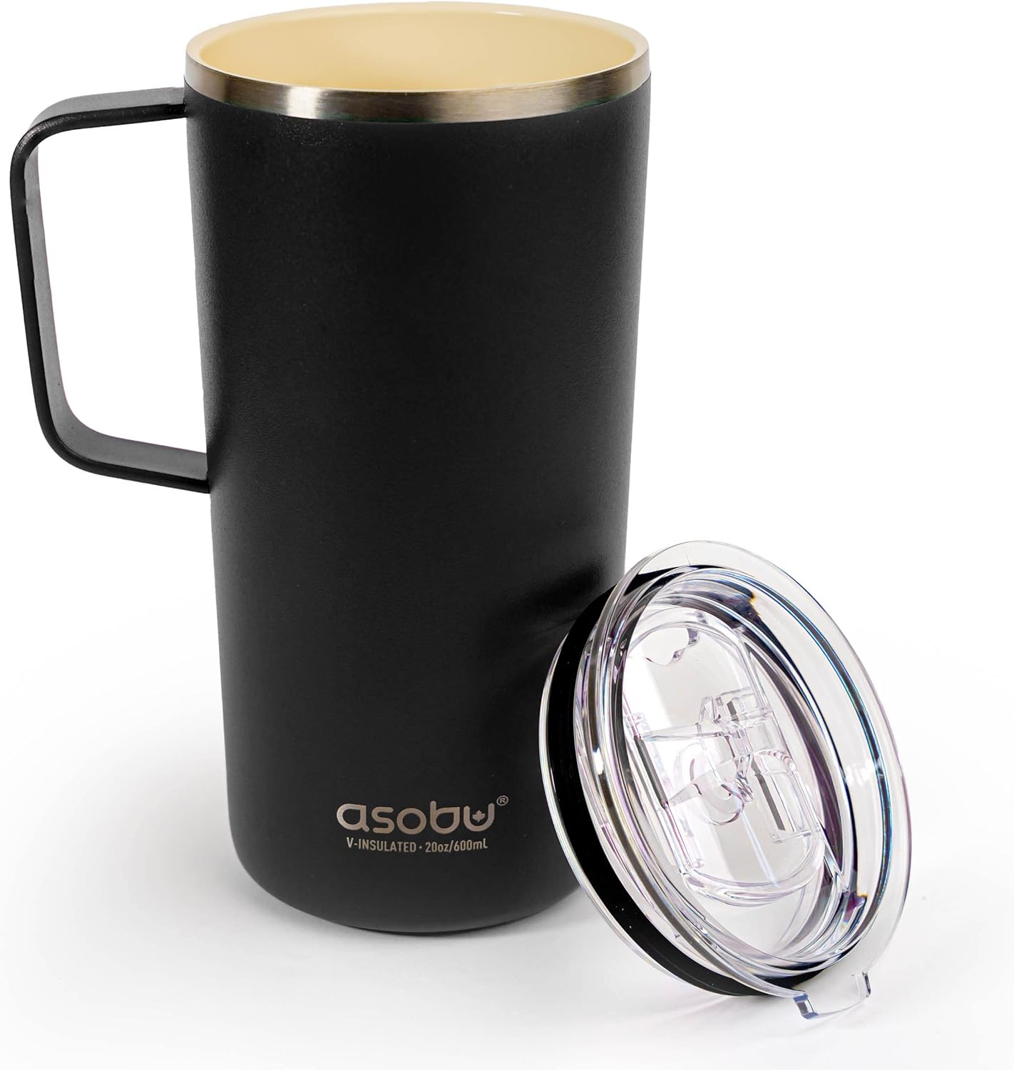 asobu Ultimate Ceramic Travel Mug, 12oz Insulated Stainless Steel Coffee Cup with Handle & Splash-Resistant Lid, Ceramic Lined for Pure Taste, BPA-Free, Double-Wall Vacuum for Hot Drinks