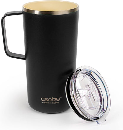 asobu Ultimate Ceramic Travel Mug, 12oz Insulated Stainless Steel Coffee Cup with Handle & Splash-Resistant Lid, Ceramic Lined for Pure Taste, BPA-Free, Double-Wall Vacuum for Hot Drinks