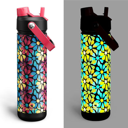 ENCOOL Insulated Water Bottle with Straw Stainless Steel Water Bottle, Leak-Proof, BPA-Free, Double Wall Vacuum Keeps Cold for 24 Hours for Sports, Travel, School (26 oz, Cotton Candy) - Colors D