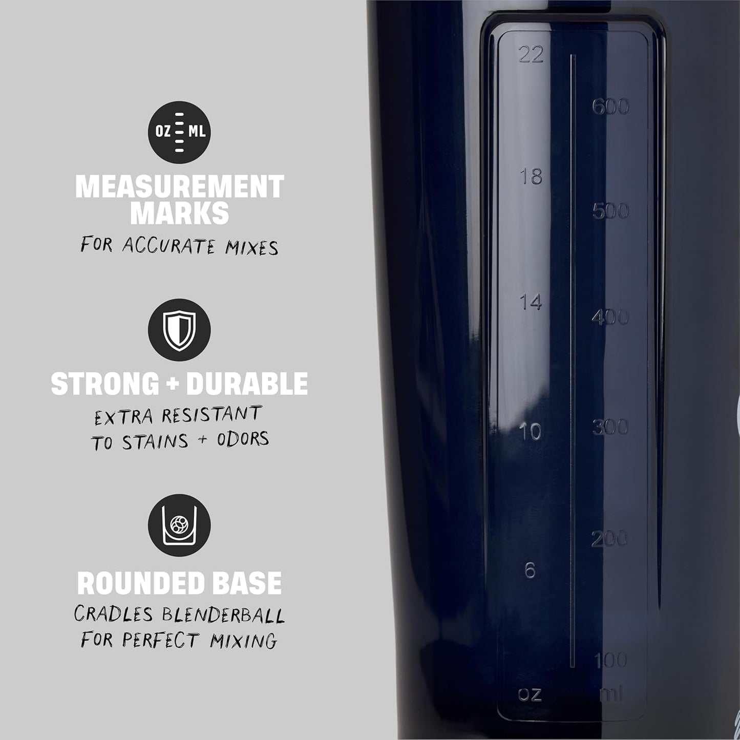 BlenderBottle Shaker Bottle Pro Series Perfect for Protein Shakes and Pre Workout, 24-Ounce, Black