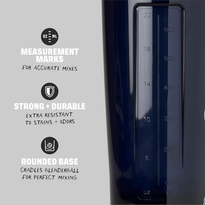 BlenderBottle Shaker Bottle Pro Series Perfect for Protein Shakes and Pre Workout, 24-Ounce, Black