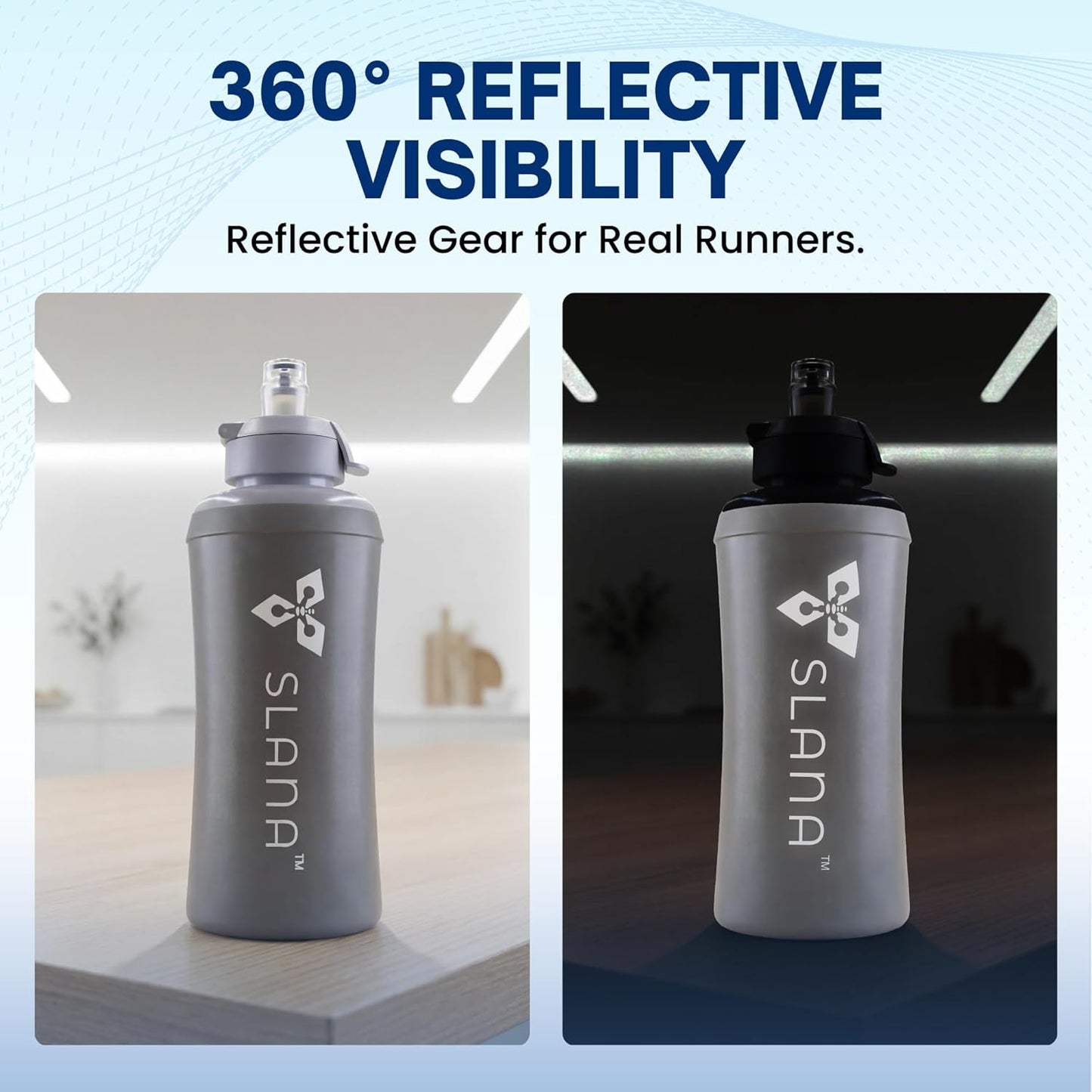 Handheld Running Water Bottle 18 oz – Grip-Free Collapsible Water Bottles for Running with Adjustable Strap & Thumbhole, Expandable Phone Pocket, Race Cap for One-Hand Drinking