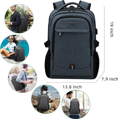 DUSLANG 17 Inch Laptop Backpack for Travel Water Resistant College Backpack for Men/Women Laptop Bag with USB Charging Port,Black - Colors B
