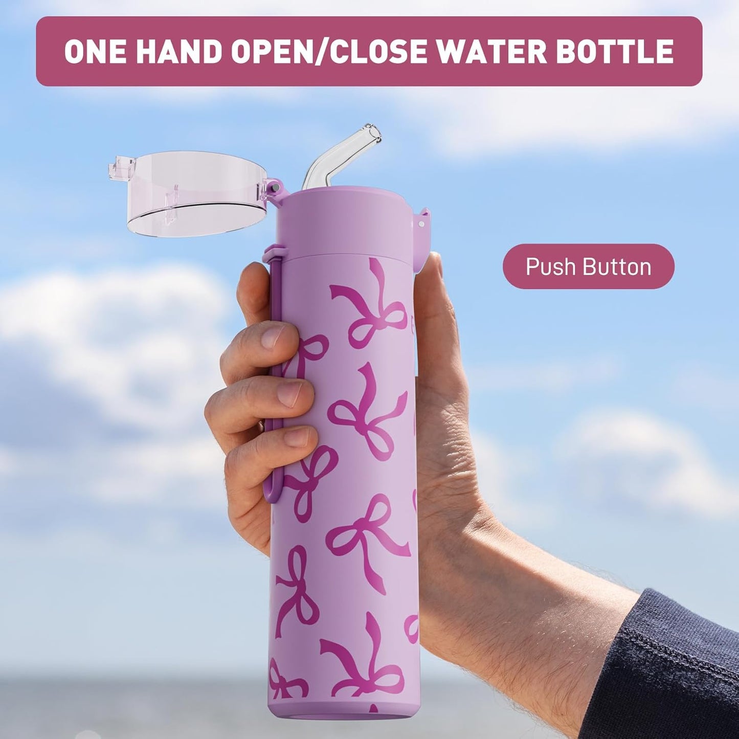 5oz Small Water Bottles with Straw, Mini Water Bottle with One-Hand Open Design, Leak-Proof Locking Lid for Hot&Cold Drinks, Small Travel Water Bottle - 100% Leakproof for School, Travel...(Mint)