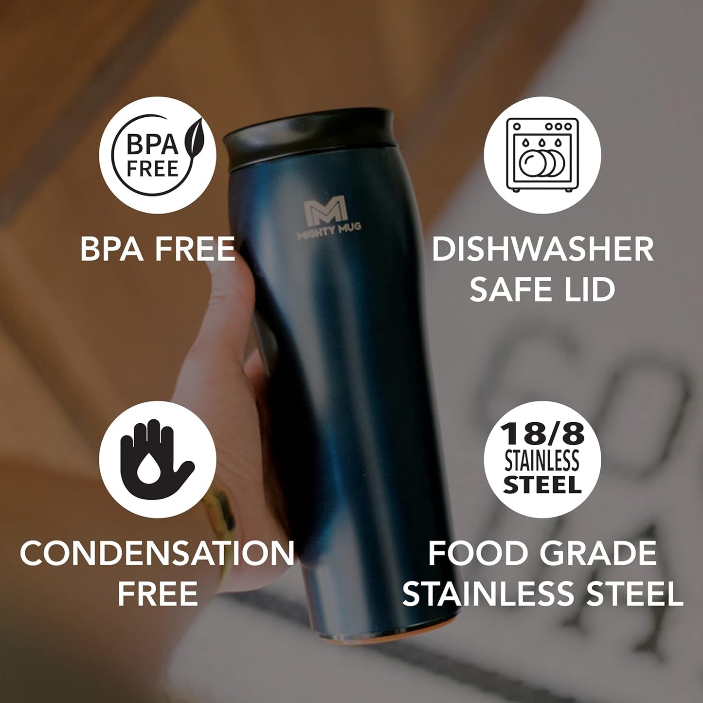 Mighty Mug | The Untippable Mug | Grips When Hit, Lifts for Sips | Insulated Stainless Steel Tumbler | Cupholder Friendly | Gifts for Women Men All | Leakproof | 6 Hour Hot / 24 Cold | 16oz | Teal