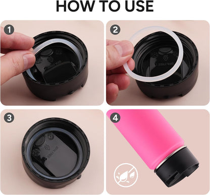 Rubber Gaskets Compatible with Hydro Flask Wide Mouth Lid Cap, Leak-Proof Silicone Seal O-Ring Parts, BPA-Free, 6 Pack