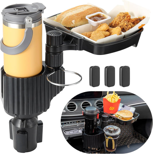 Car Large Cup Holder Expander, 5-in-1 Cupholder Extender with Phone Holder & Swivel and Detachable Snack Food Tray Table for Eating, Travel Essentials for Road Trips for Driver. Model C