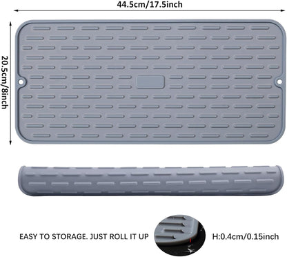 To encounter Silicone Dish Drying Mat -Small 17.5" x 8" - Set of 2 Flexible Stemware Drying Mat, Heat Resistant Silicone Trivet, Countertop Mat, Dish Draining Mat, Sink Mat