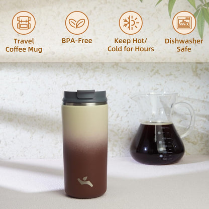 Konokyo Tumbler with Lid, 16 oz Travel Coffee Mug Double Wall Vacuum Stainless Steel Thermal Metal Cup Insulated Water Bottle,Navy Blue