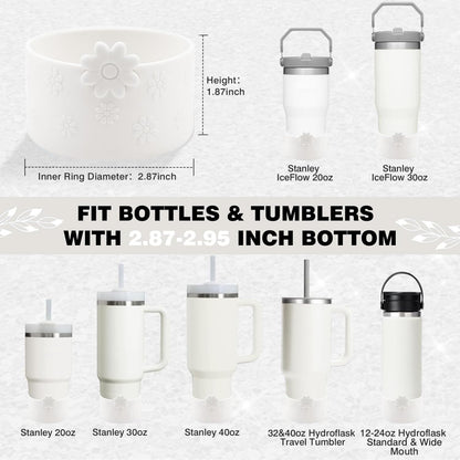 Hpbel Protective Silicone Boot for Stanley Cup Accessories Compatible with Stanley Cup Boot 40/30z and More Bottles with 2.95in Bottom for Water Bottle Flower Tumbler Accessories