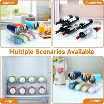spospo Stackable Water Bottle Organizer, Large Compartment Water Bottle Holder, 4 Tier Clear Water Bottle Organizer for Cabinet, Bottle Rack for Kitchen Organization and Storage - Hold 16 Bottles