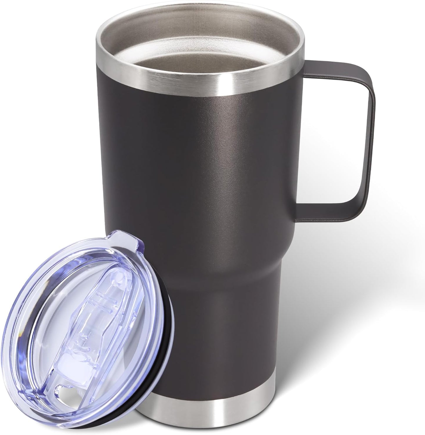20 oz Tumbler with Handle and Lid, Stainless Steel Tumbler Insulated Travel Coffee Mug, Spill Proof Double Wall Vacuum Tumbler Cup Keep Drink Hot & Cold,White, 1 Pack