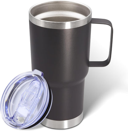 20 oz Tumbler with Handle and Lid, Stainless Steel Tumbler Insulated Travel Coffee Mug, Spill Proof Double Wall Vacuum Tumbler Cup Keep Drink Hot & Cold,White, 1 Pack