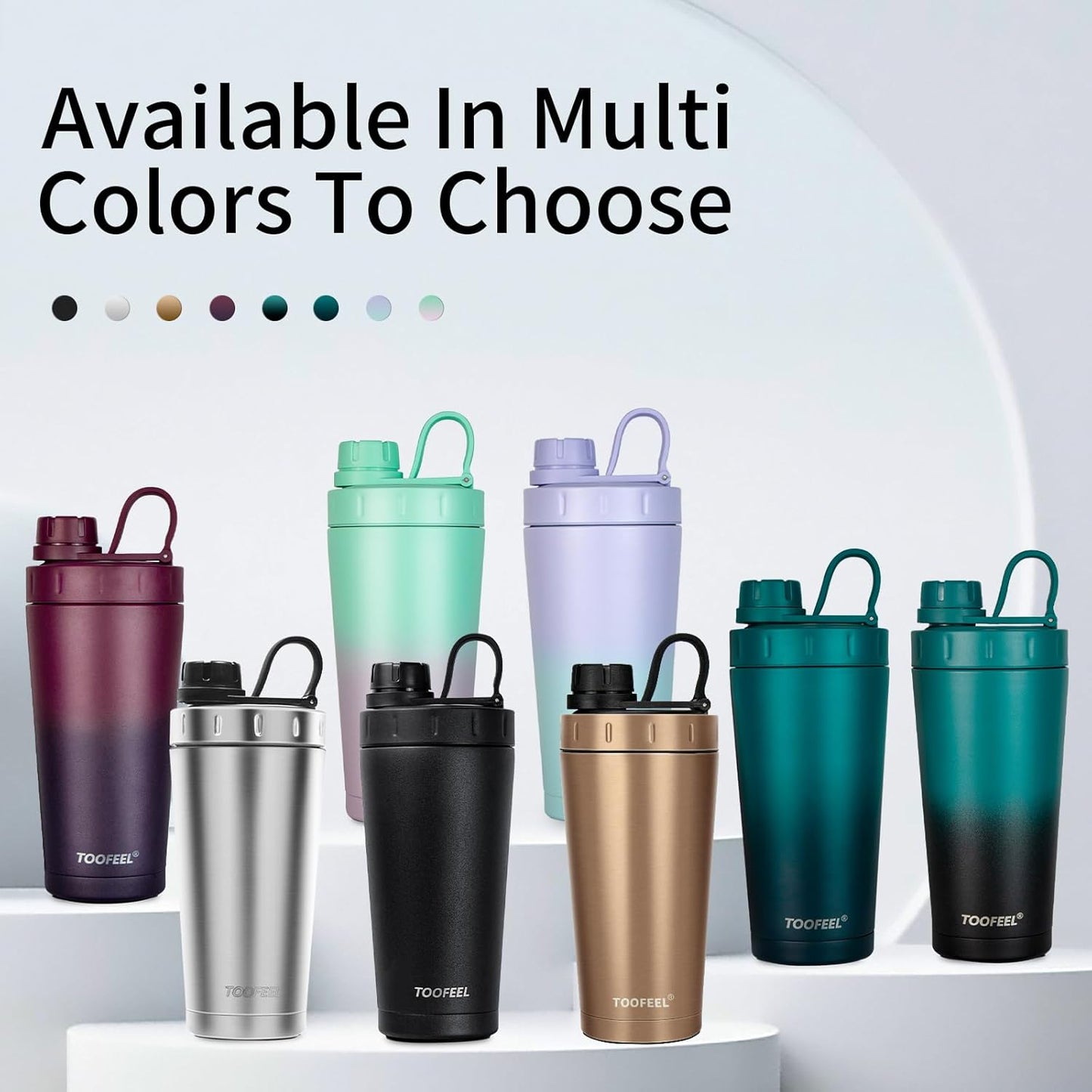 TOOFEEL Protein Shaker Bottle 20 oz - Double Walled Insulated Vacuum Cup for Protein Shakes, Keeps Cold/Hot, Metal Stainless Steel, Preworkout Gym