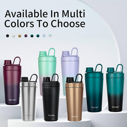 TOOFEEL Protein Shaker Bottle 20 oz - Double Walled Insulated Vacuum Cup for Protein Shakes, Keeps Cold/Hot, Metal Stainless Steel, Preworkout Gym