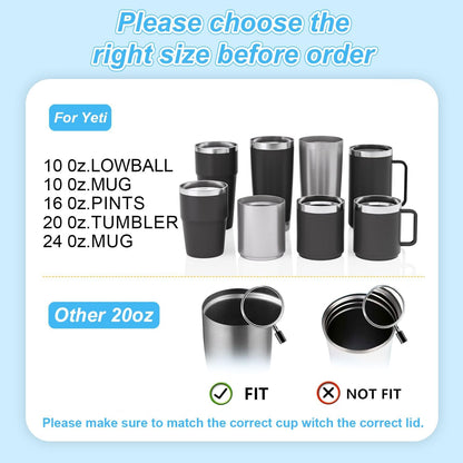 4 Pack 20 oz Tumbler Lids for YETI, Magnetic Slider Replacement Lids for YETI 20 oz Tumbler, 10/24 oz Mug and 10 oz Lowball, Travel Spill Proof Cup Lids Covers with Magnetic Slider Switch, BPA Free