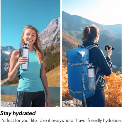 32oz Water Bottle with Time Marker, Motivational Drinking Bottle with Strap, BPA-Free Leak-Proof, Encouraging Water Bottle Time to Drink Water for Gym School Office Travel