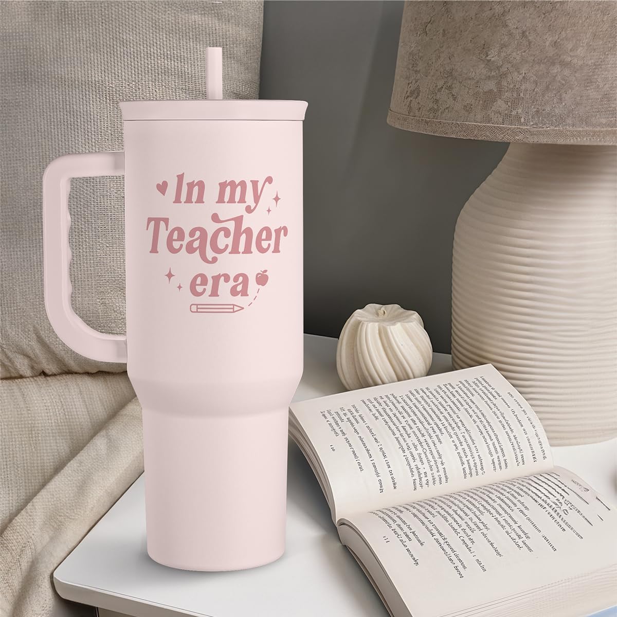 Floral Tumbler with Handle 40oz, Stainless Steel Insulated Tumblers Coffee Travel Mug Cup with Straw, Flower Coffee Cup Gifts for Women Girls, Gift for Her on Christmas Birthday Mothers Day