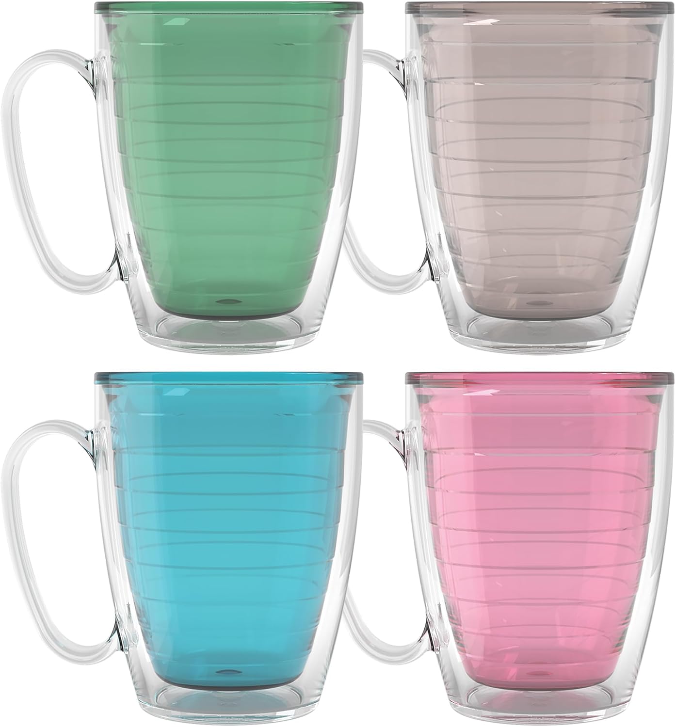 Tervis Clear & Colorful Tabletop Made in USA Double Walled Insulated Tumbler Travel Cup Keeps Drinks Cold & Hot, 16oz Mug, Clear