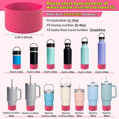 WUQID Water Bottle Boot, Diamond Silicone Boot Compatible with Stanleyy Tumbler 20-40oz & Hydroo Flask Bottle 12oz-24oz, Reduces Dents Sleeve Cover for More Bottles/Tumblers Bottom of 2.83-2.95in