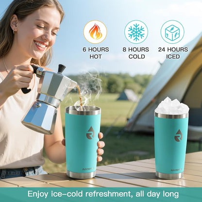 RAYMYLO Insulated Travel Coffee Tumbler 20oz, Detachable & Spill-Proof Slider Lid for Thorough Clean, Stainless Steel Reusable Coffee Mug with Lid Fits Most Car Cup Holder & BPA Free
