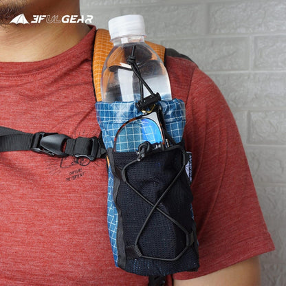 3F UL Gear Water Bottle Sleeve for Backpack Shoulder Straps, Bottle Pouch Accessories, Adjustable Molle Water Bottle Bag for Camping Travel Fishing Outdoor Activities(Grey)
