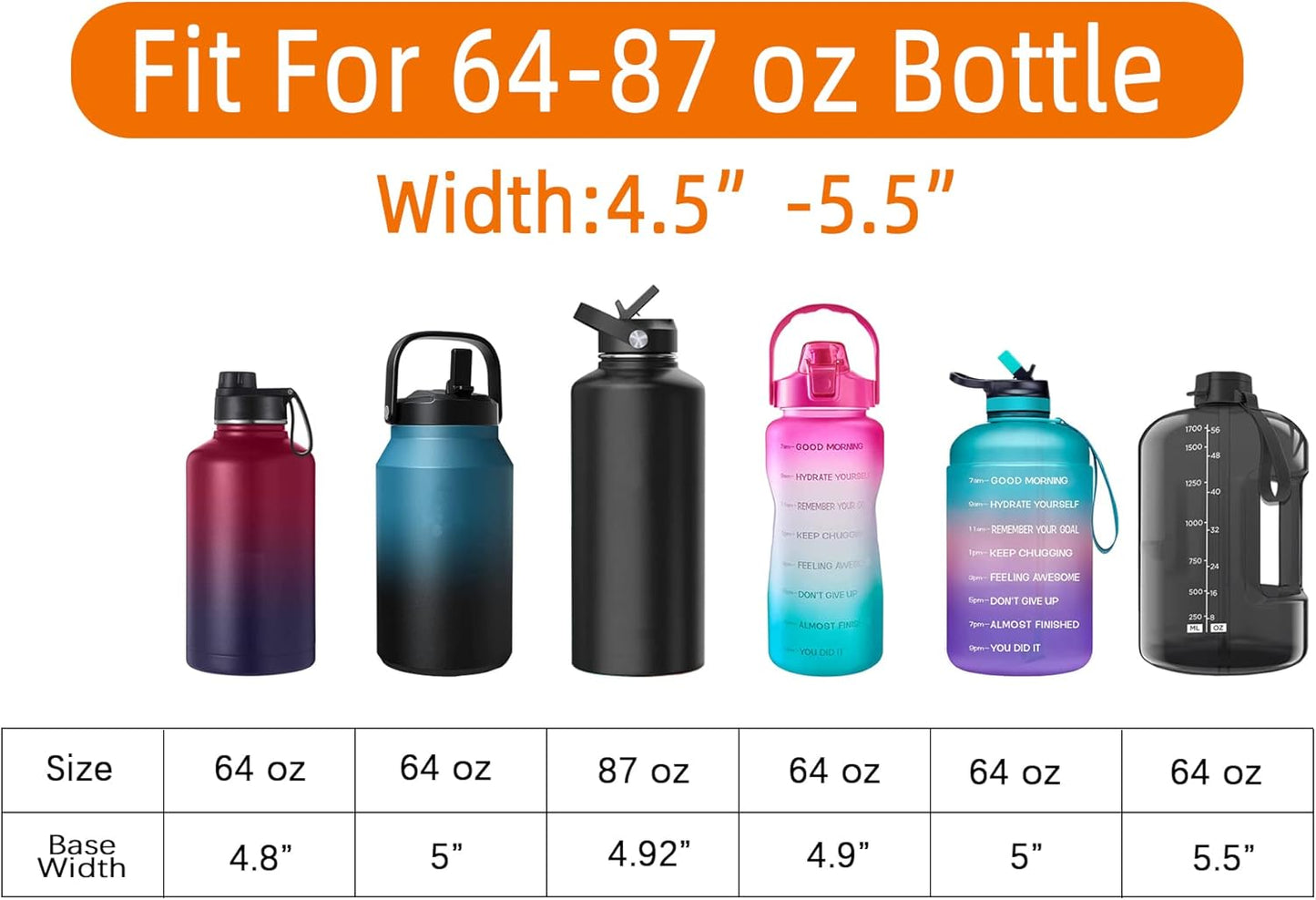 AceTreker 32/40/64/128 oz Neoprene Insulated Water Bottle Carrier Bag, Sling Bag Sleeve Pouch Holder with Strap & Paracord Handle and 2 Pocket for Travelling, Hiking, Camping