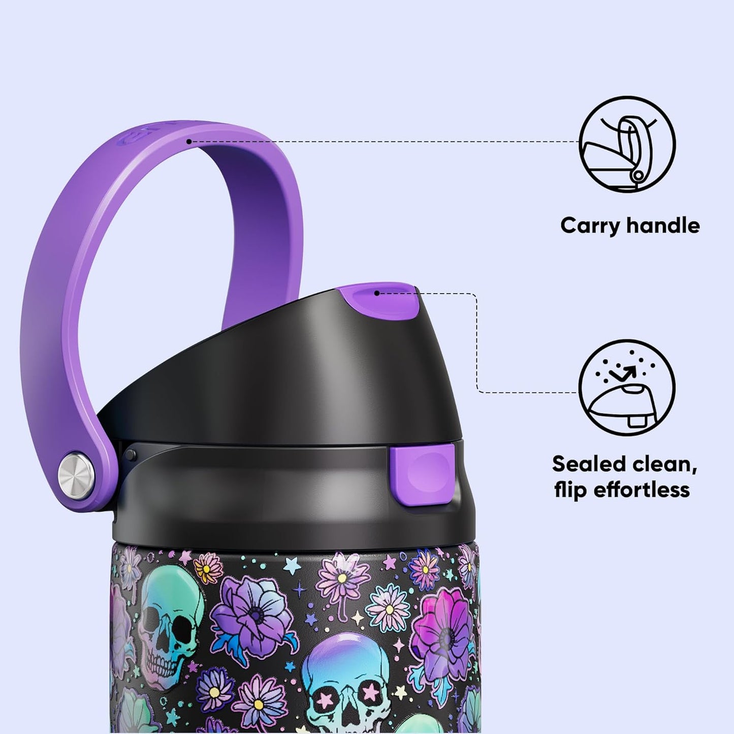 ENCOOL Leakproof Insulated Water Bottle with Straw Dual-Sip Water Bottle Bag-Safe Design for Work, Commute & Gym – Keeps Drinks Cold All Day, 24 oz, Lemonade Pink - Colors A