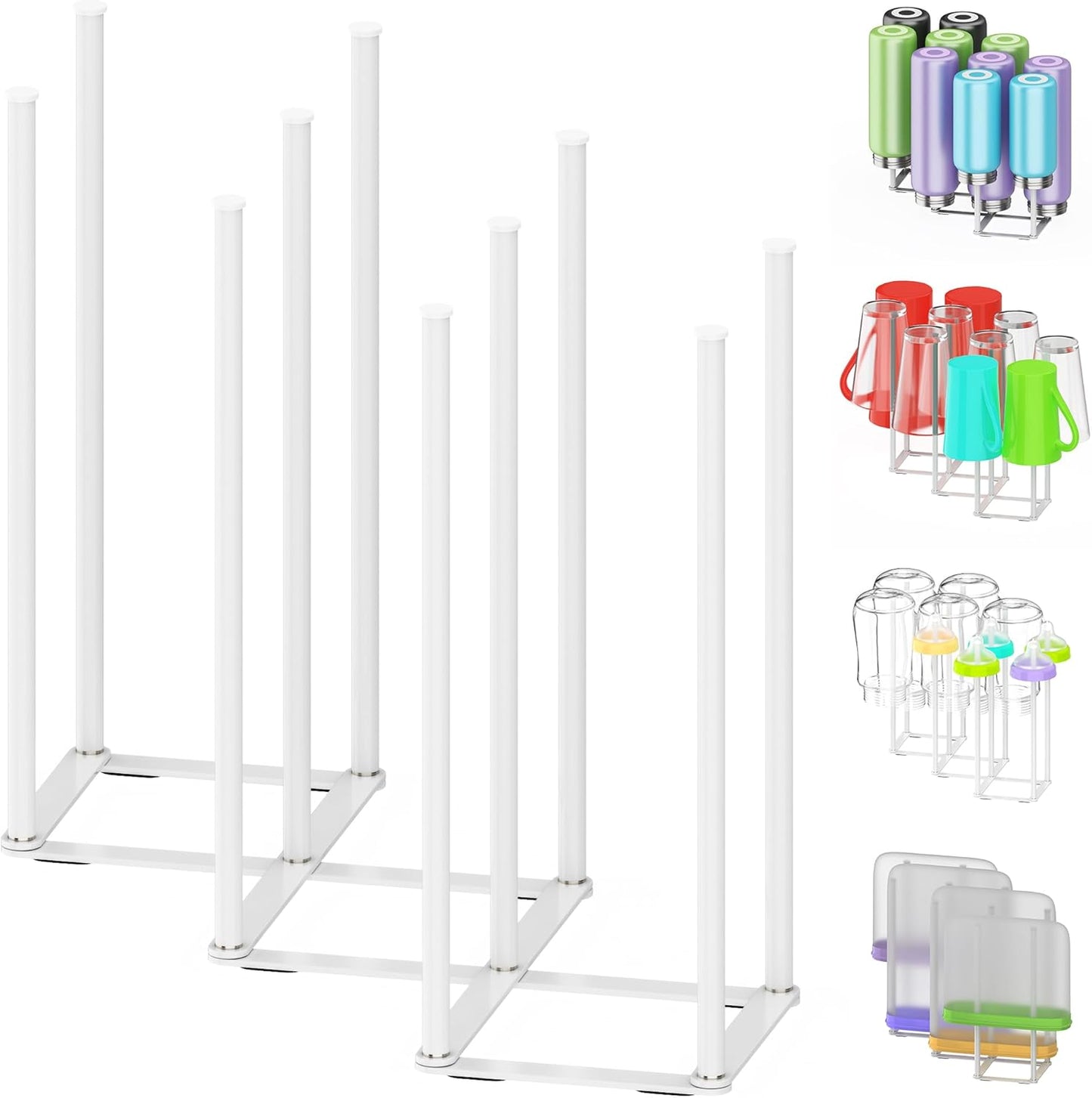 Collapsible Bottle Drying Rack, Foldable Baby Bottle Drying Rack, Portable Drainer Stand Holder for Water Bottles, Cup, Reusable Silicone Bag, Cutting Board (Black)