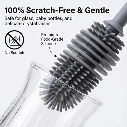 2pcs Silicone Bottle Cleaning Brush Water Bottle Cleaner Brushes with Long Handle Bottles Brush Cleaner for Small Narrow Neck Containers Glassware Sports Bottles Vase