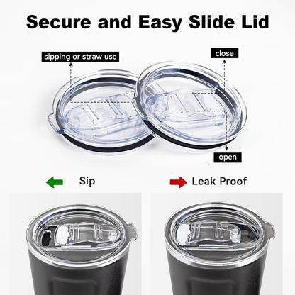 Tumbler Lid Replacement 2 Pack for 20 oz Tumblers - Compatible with Yeti Rambler & More 3.2" Mugs, Spill Proof and Splash Resistant Crystal Clear Sliding Lids, BPA-Free, Straw Friendly