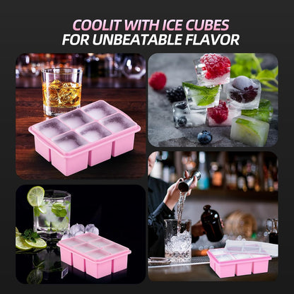 Large Ice Cube Trays for Whiskey (2 Pack) - Silicone Ice Cube Molds with Steel Frame Reinforcement & Lid, 2-Inch Square Ice Cubes for Whisky, Cocktails, Coffee, Tea - Easy Release