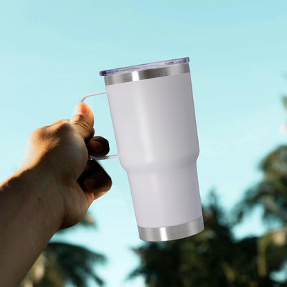 20 oz Tumbler with Handle and Lid, Stainless Steel Tumbler Insulated Travel Coffee Mug, Spill Proof Double Wall Vacuum Tumbler Cup Keep Drink Hot & Cold,White, 1 Pack