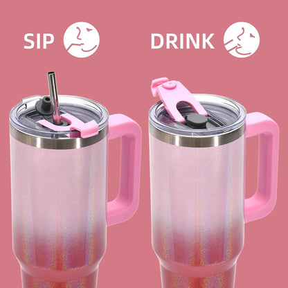 40 oz Tumbler with Handle,Tumbler with Lid and Straw,Double Wall Insulated Cup Stainless Steel Travel Mug(Cold for 34 Hours),Water Bottle for Iced Tea,Coffee,Cold Beverages(Purple)