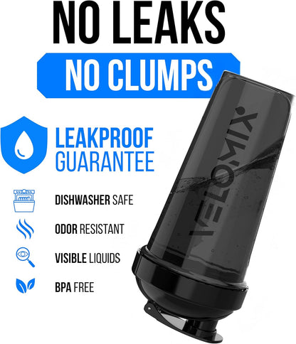 VELOMIX -4 Pack- 28 oz Protein Shaker Bottles for Protein Mixes - 4x Wire Whisk | Leak Proof Shaker Cups for Protein Shakes | Stackable Protein Shaker Bottle Pack (A1) Silver Aurora