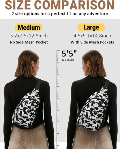 Tuwubi Crossbody Bags for Women, Sling Bag for Men, Small Hiking Backpack Anti Theft Lightweight for Outdoors Travel (M, Black)