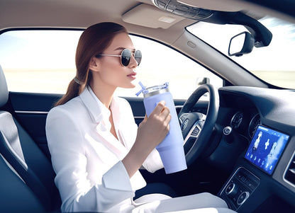 Meoky 32 oz Tumbler with Handle, Insulated Tumbler with Lid and Straw, Stainless Steel Travel Mug, Keeps Cold for 24 Hours, 100% Leak Proof, Fits in Car Cup Holder (Night)