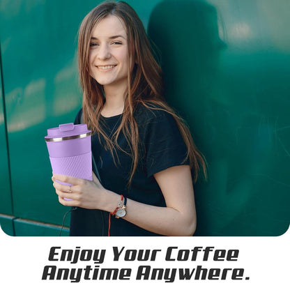 SPLMIFA Vacuum-Insulated Stainless Steel Travel Coffee Mug, Leak-Proof Reusable Coffee Cup with Lid - Keep Hot & Cold Drinks for Hours, Durable Insulated Tumbler for Men & Women(3rd-Black, 12OZ)