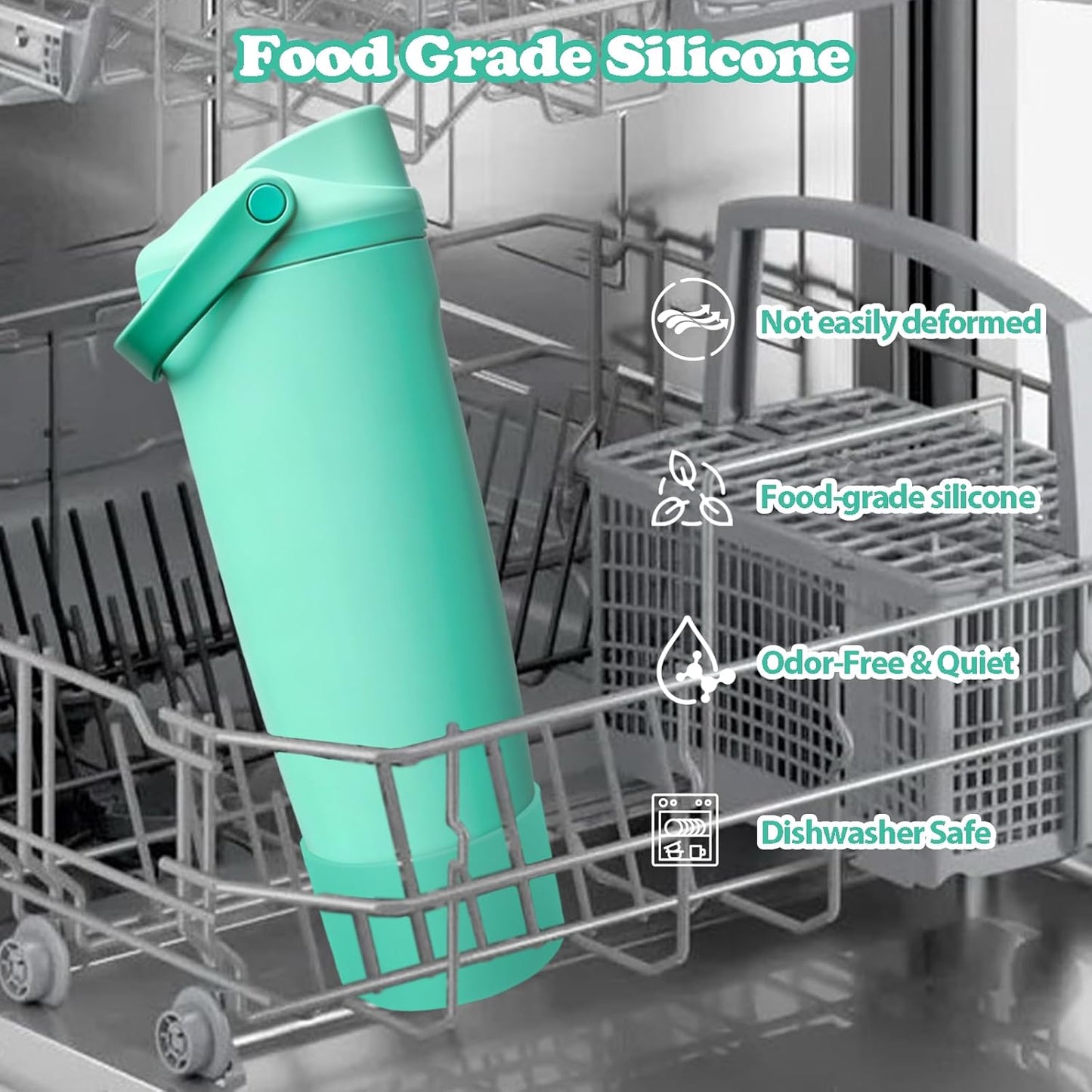2PCS Silicone Boots for Owala 30oz & 40oz FreeSip Sway Bottles & Tumblers – Non-Slip, Scratch-Resistant, Stability Enhancer for Owala Accessories (Eucalyptus Green) - Colors A