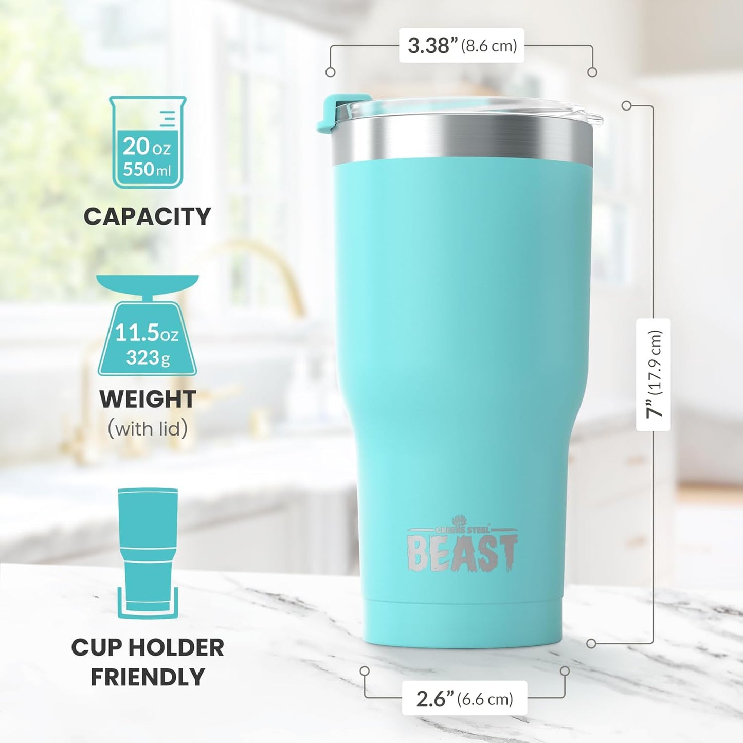 Beast 10 oz Tumbler Stainless Steel Vacuum Insulated Coffee Ice Cup Double Wall Travel Flask (Arctic White)