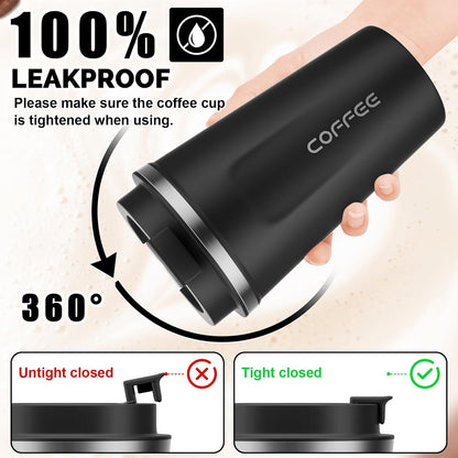 MOMSIV 12oz Travel Mug, Insulated Coffee Cup with Leakproof Lid, Travel Coffee Mug Vacuum Stainless Steel Double Walled Reusable Coffee Cup for Hot and Cold Water Coffee