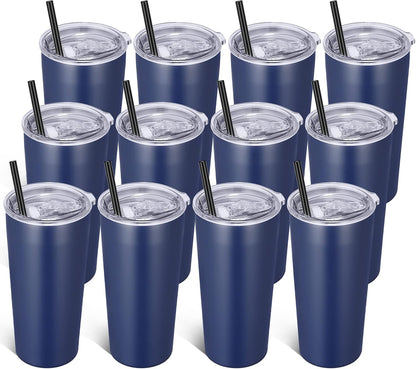 VEGOND 20oz Tumbler Bulk with Lid and Straw 1 Pack, Stainless Steel Vacuum Insulated Tumbler, Double Wall Coffee Cup Travel Mug, River Green