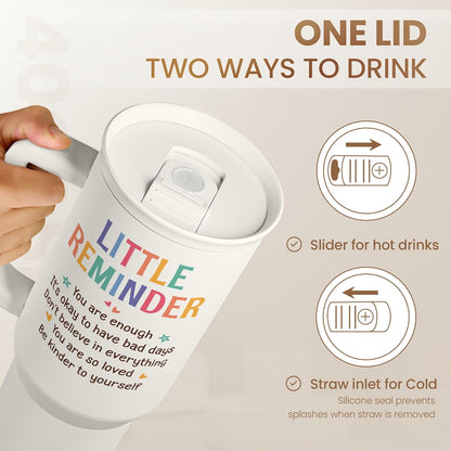 Floral Tumbler with Handle 40oz, Stainless Steel Insulated Tumblers Coffee Travel Mug Cup with Straw, Flower Coffee Cup Gifts for Women Girls, Gift for Her on Christmas Birthday Mothers Day