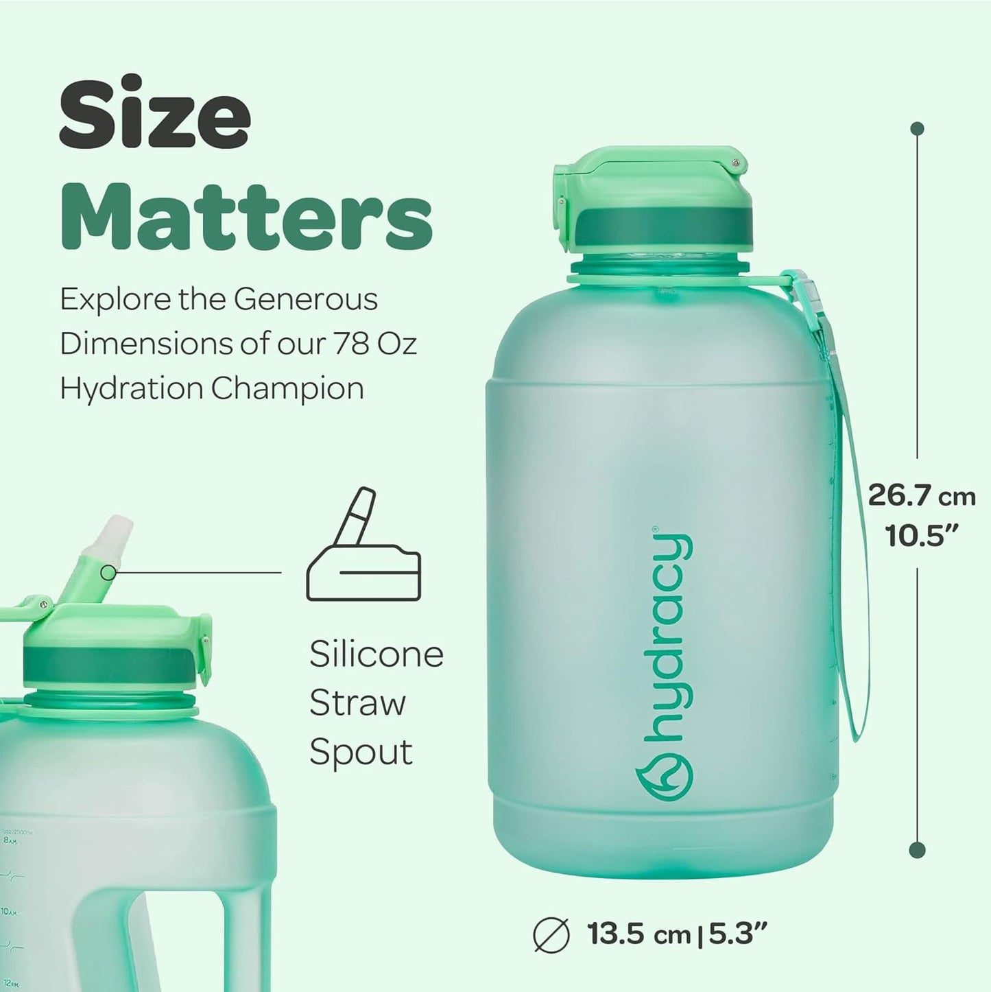 Hydracy Water Bottle with Time Marker -Large BPA Free Water Bottle & No Sweat Sleeve -Leak Proof Gym Bottle with Times to Drink - Ideal for Fitness Sports & Outdoors