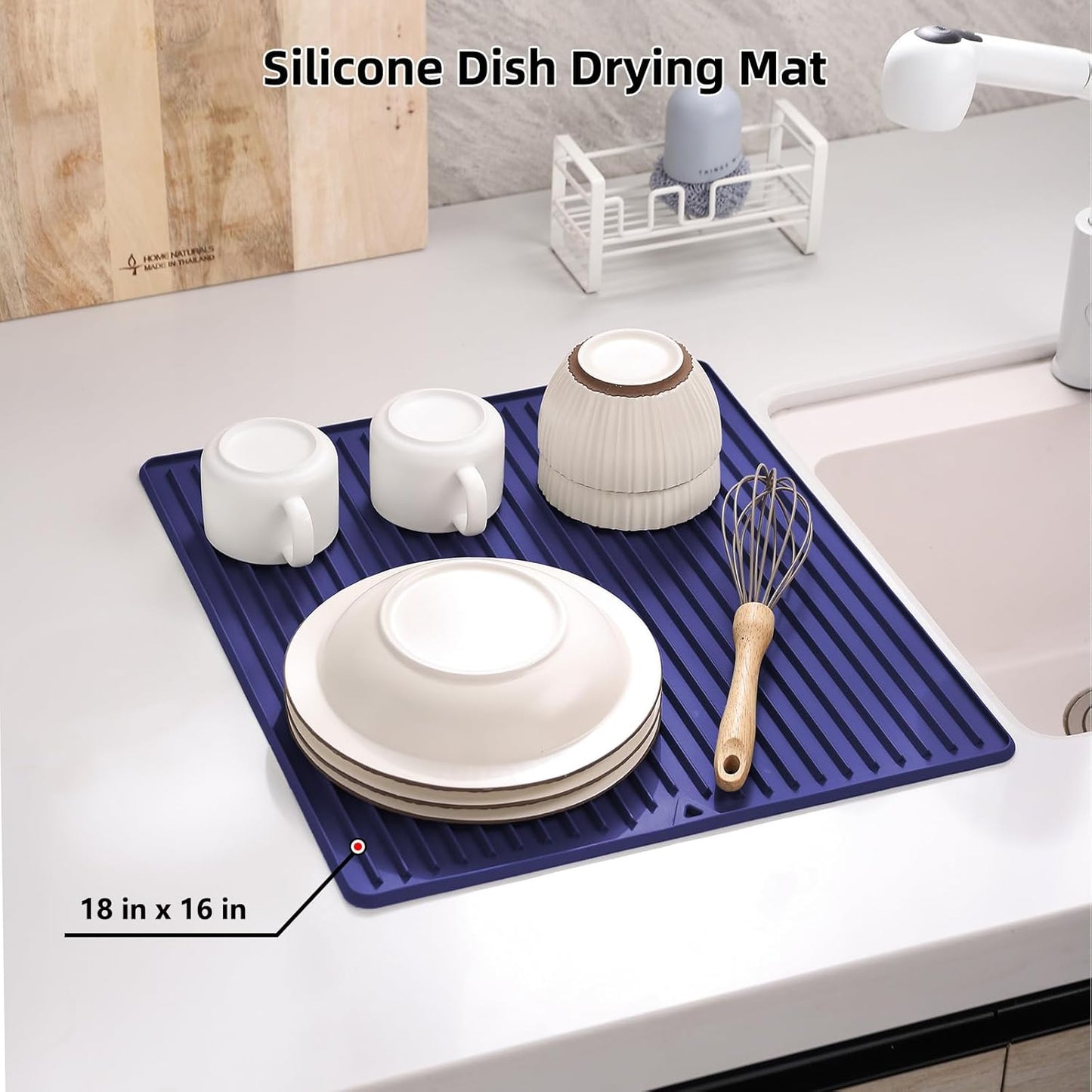Dish Drying Mat, Mini Silicone Drying Mat for Kitchen Counter, Heat Resistant Silicone Mat for Countertop Protector, Super Thick Non-Slip Dish Drying Pad for Coffee Cup/Bottle/Glassware