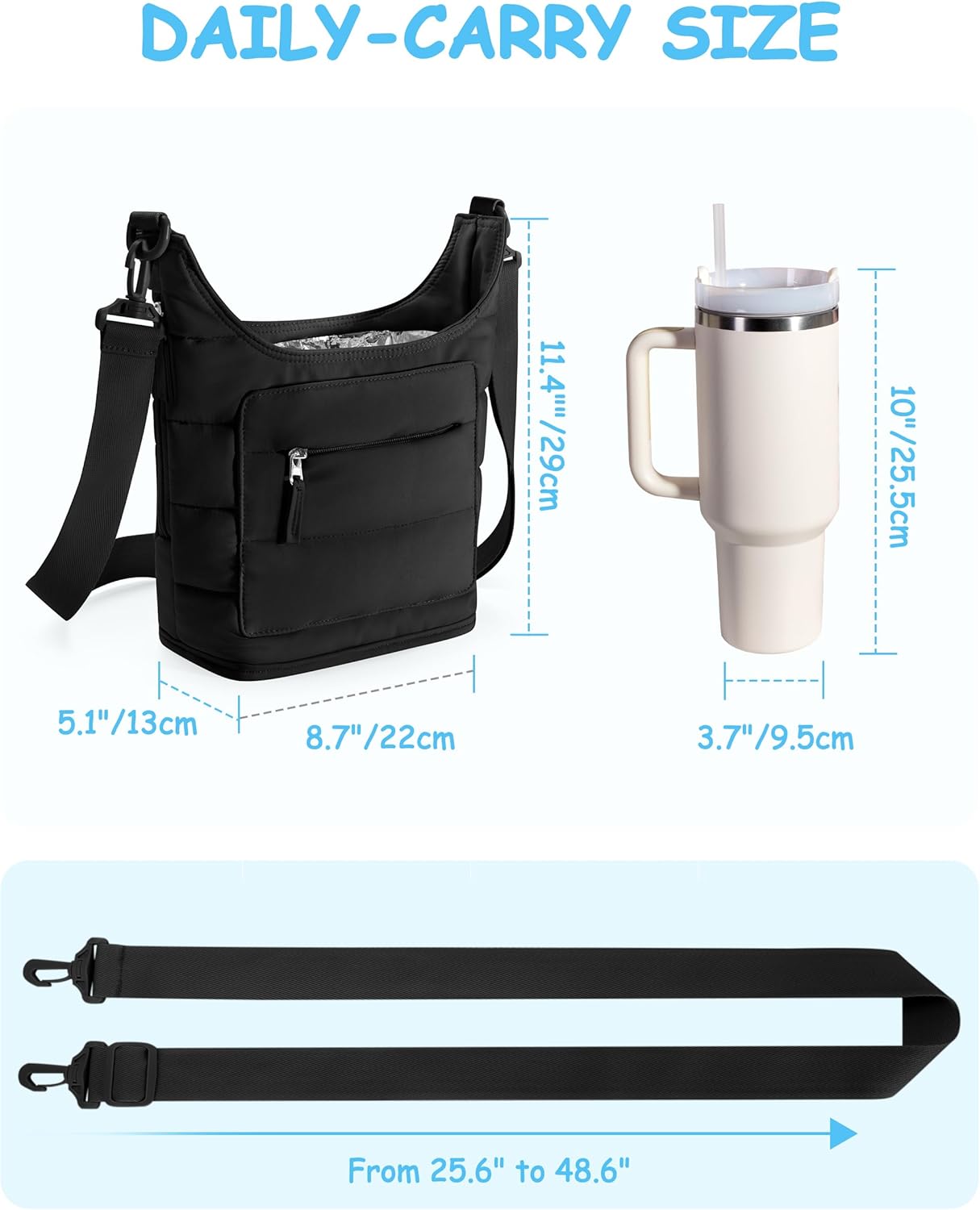 Water Bottle Holder with Strap for 2 Cups, Water Bottle Sling Bag with Phone Pocket, Tumbler Carrier Bag for Walking, Hiking, Camping