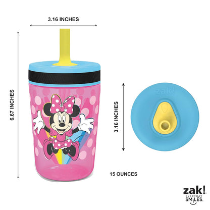 Zak Designs 15oz Bluey Kelso Tumbler Set, Leak-Proof Screw-On Lid with Straw Made of Durable Plastic and Silicone, Perfect Bundle for Kids, 2 Count (Pack of 1) - Colors A