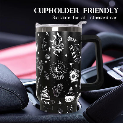 Ceovfoi 40 oz Pickleball Coffee Mug Vacuum Insulated Travel Tumbler with Handle, Lid & Straw - Perfect Pickleball Gifts for Players, Coaches, Lovers | Pickleball Accessories